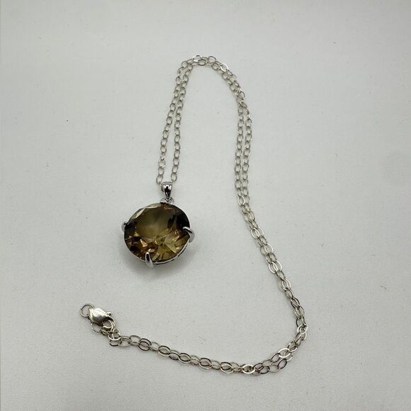 Stunning 18mm Round cut Smokey Quartz pendant and necklace in solid sterling! - Picture 8 of 13